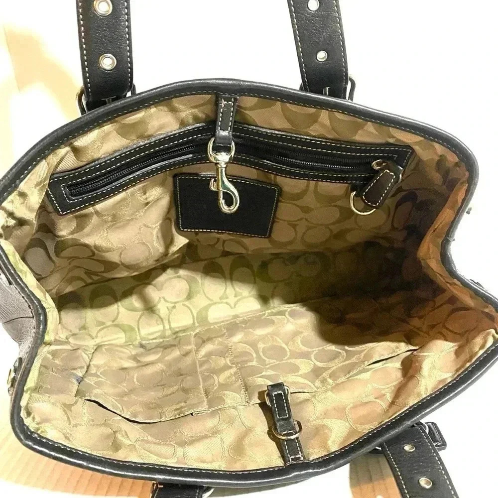 Coach vintage black leather satchel handbag - Picture 6 of 8